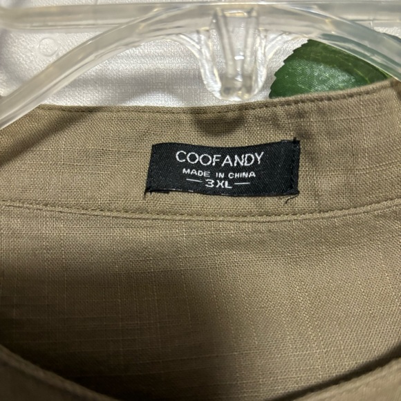 CoofAndy Green long tab sleeve Cotton & hemp henley 1/4 button 3 XL NWOT - Picture 9 of 10